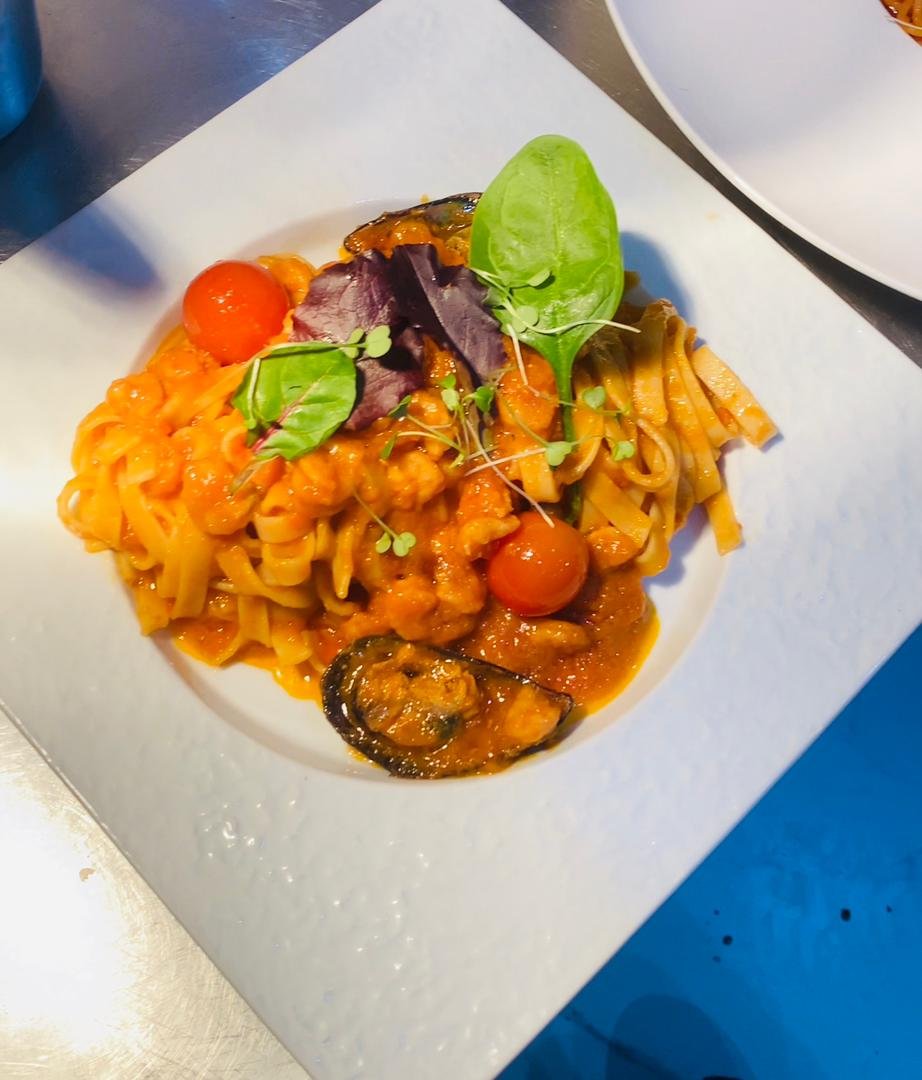 Shrimp Tomato Tagliatelle past